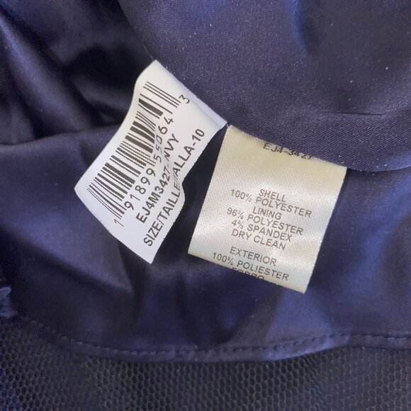 New Eliza J Dress 10 Navy Sequin Floral Embroidery Illusion Fit & Flare Midi NWT - Picture 10 of 14